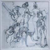 Nu, étude 2, 30x30, encre - Nu