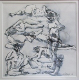 Nu, étude 1, 30x30, encre - Nu
