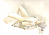 Nu allongé 18, 50x32, aquarelle - Nu