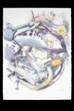 Moto 10 , 58x76, aquarelle/feutre - Moto et vélo