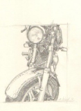 Moto 1, 20x28, crayon (vendu) - Moto et vélo