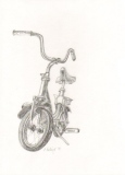 Vélo 3, 28x38, crayon - Moto et vélo