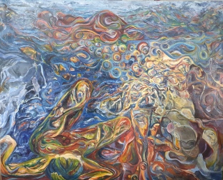 Croquis, huile, 164x130 - Vers l'abstraction