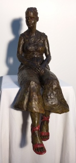 Femme assise 4, terre cuite cirée, 60 cm, 2019 - Sculptures assises